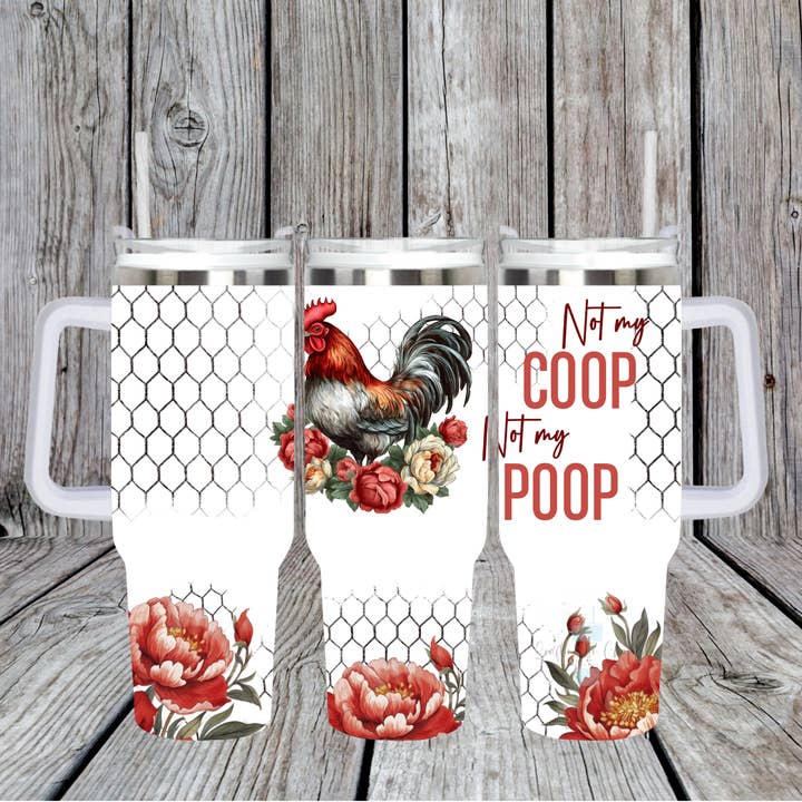 Tasse avec poignée "Pas Mon Poulailler Pas Mon Caca" pour la vente par Crafting in Chaos