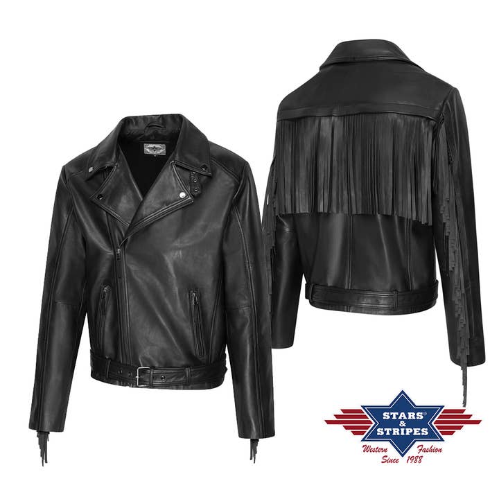 Nappa leather fringe jacket - Liam for wholesale by Stars & Stripes®