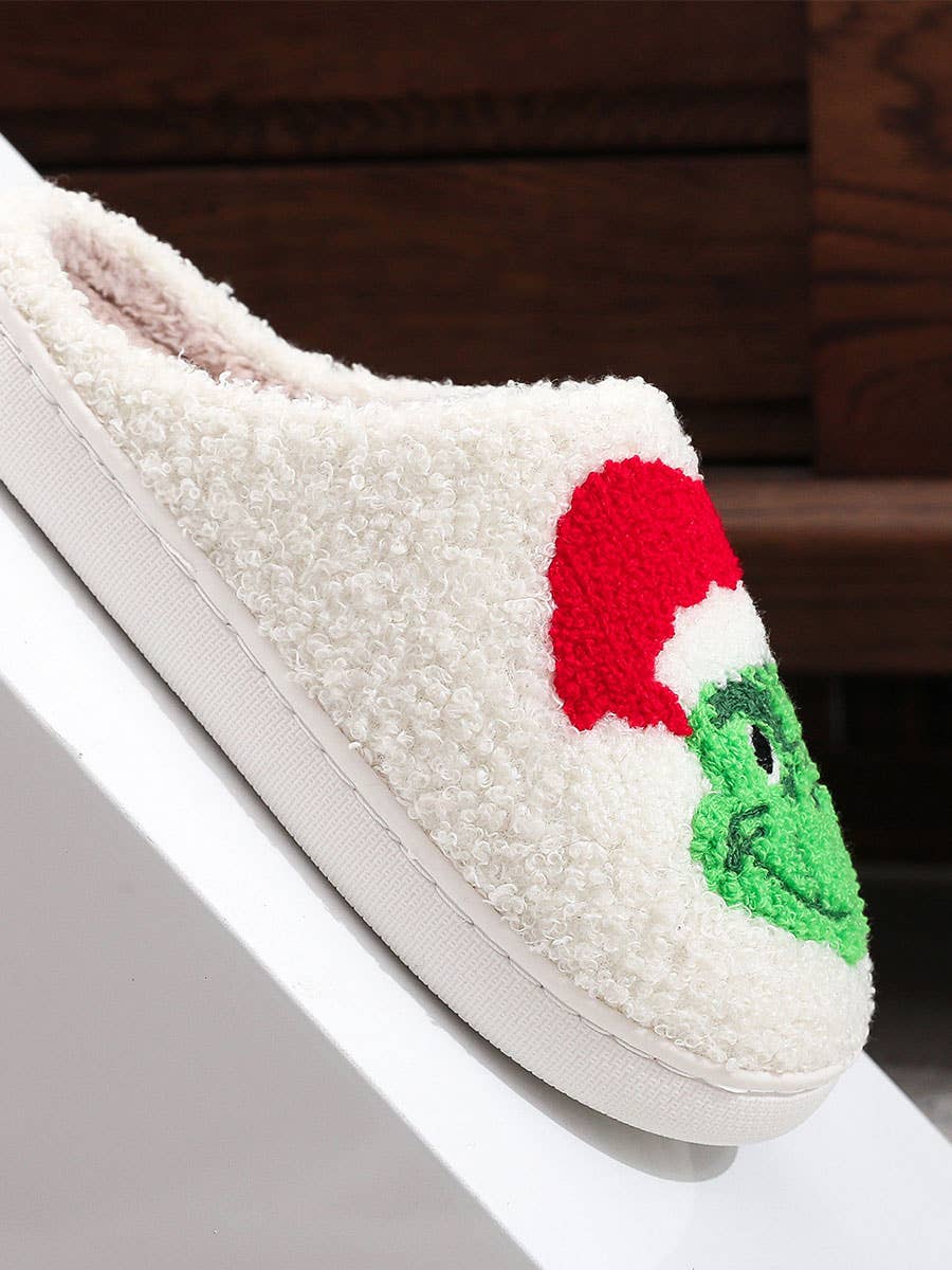 DOUBLJU - Wholesale Slippers - Women's - Christmas Winter Home Grinch Pattern Fuzzy Slippers12