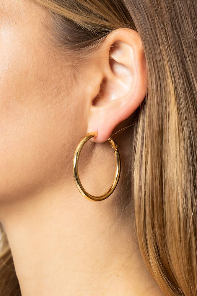 Hana – Engroshandel Hoops – 14K guld dyppet Omega lukning Hoop0