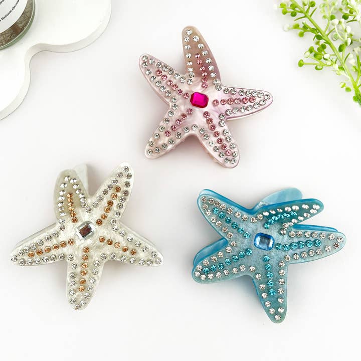 mildstyles - Wholesale Haarclip - Dames - Delicate haarklem met stras zeesterren van acetate3