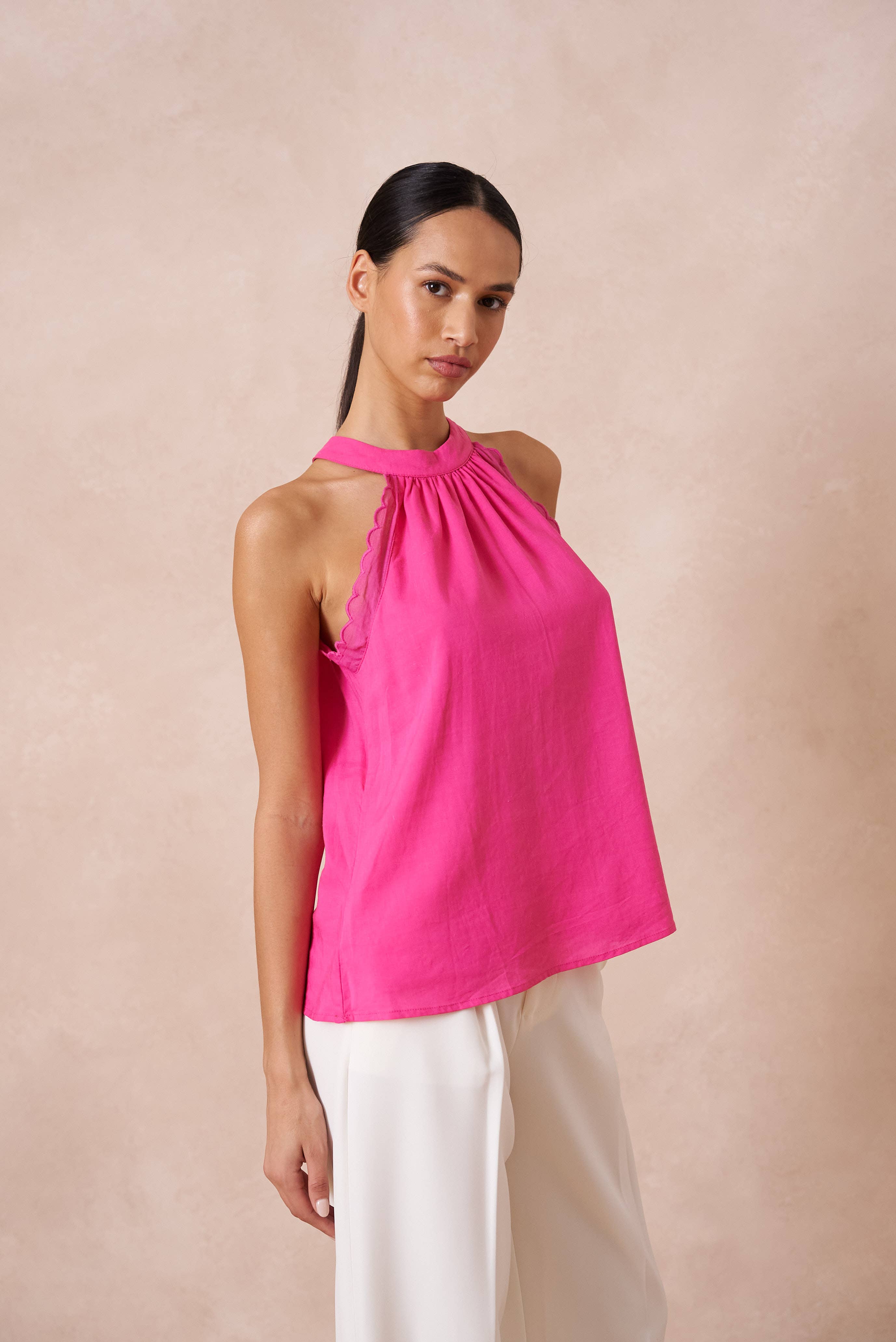 Attentif Paris - Wholesale Blouse - Women's - Top with bow neckline containing linen8