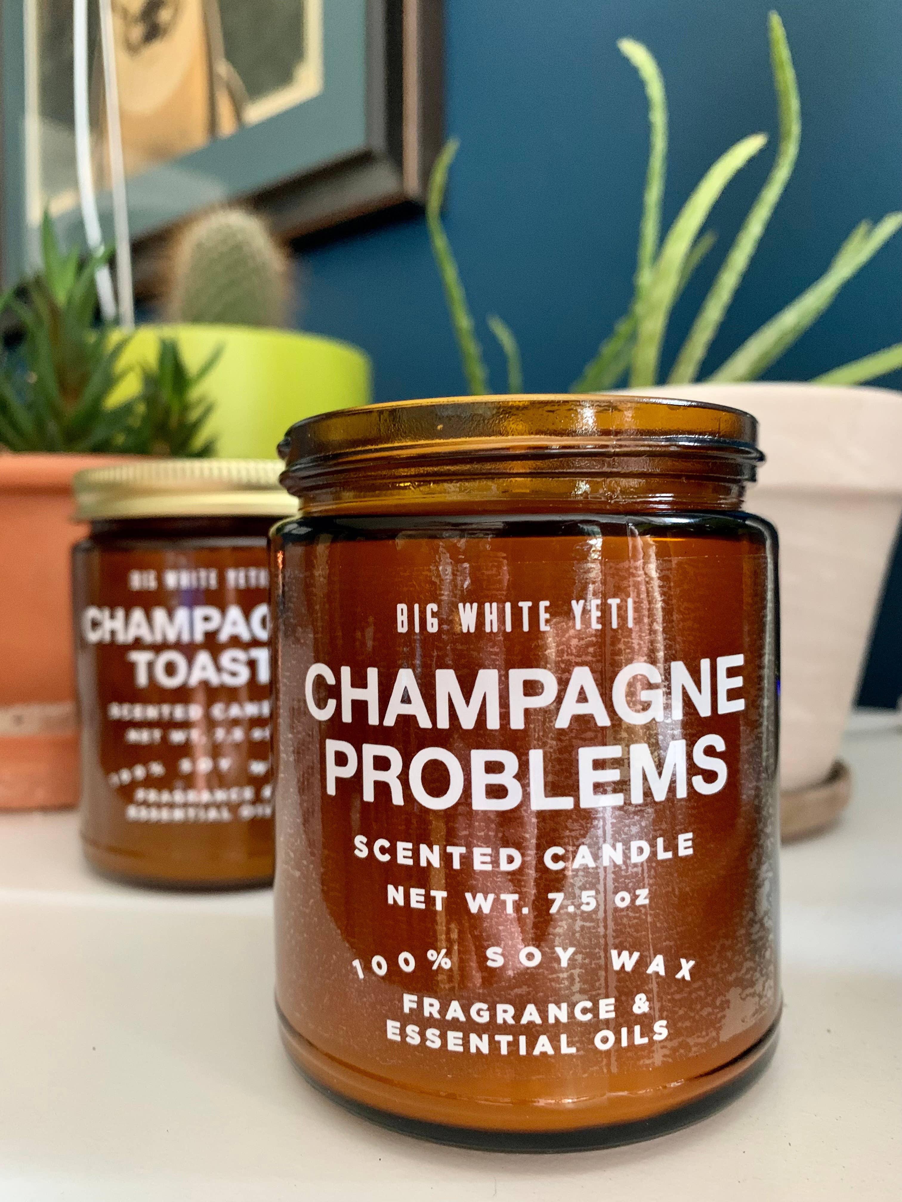 Big White Yeti - Wholesale Jar/Filled Candle - Champagne Problems Soy Candle- 8oz Amber Jar1