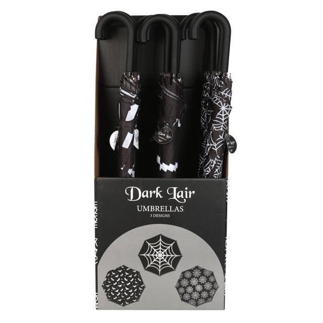 Something Different Wholesale - Vendita all'ingrosso Ombrello - Unisex - Set da 12 ombrelli gotici con pipistrelli e ragnatele in espositore1