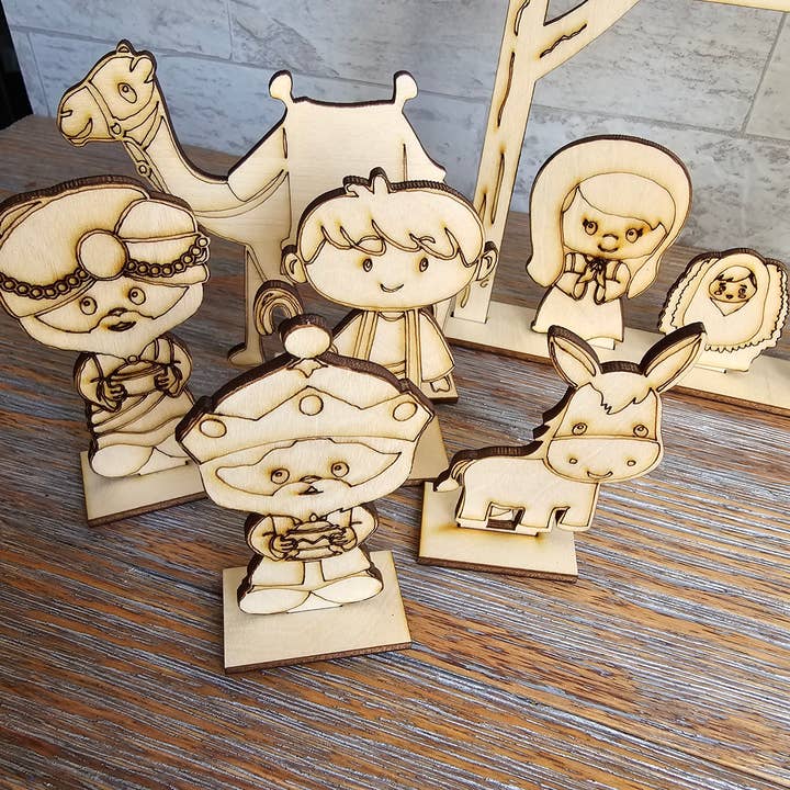 LB Personalized Design - Wholesale DIY Craft Kit - Wood Nativity Set - DIY Paintable Christmas Craft1