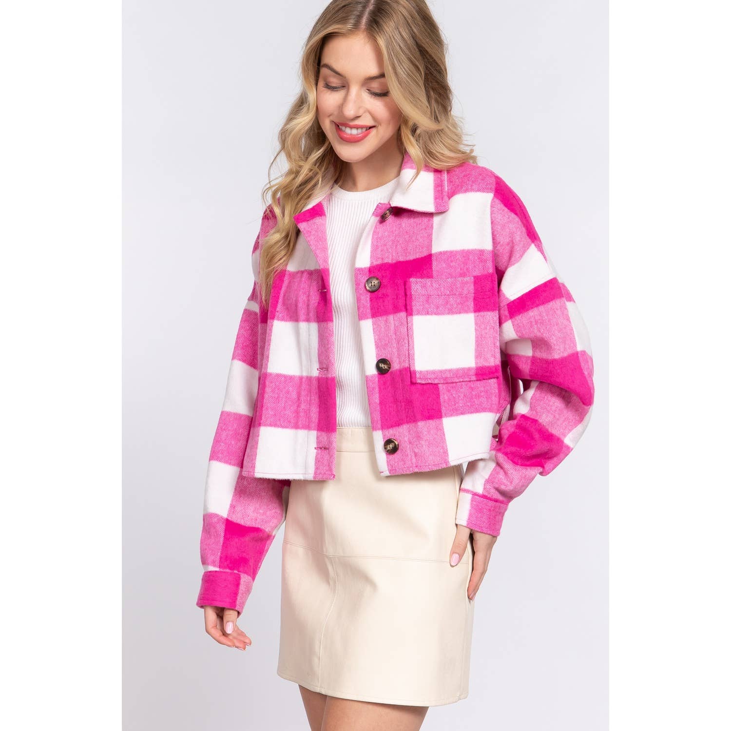 Paperdoll - Venta al por mayor Chaqueta - Mujer - CHAQUETA CORTA HOLGADA DE LANA A CUADROS5