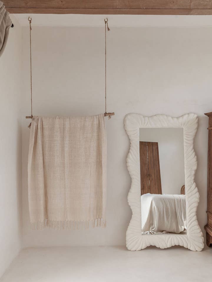 Hand Loomed Cotton Blanket - Natural for wholesale by Village Thrive