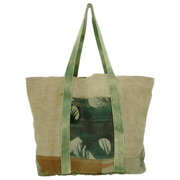 Vintage Addiction - Vendita all'ingrosso Borsa tote - Donna - Grande borsa da tenda riciclata con camouflage