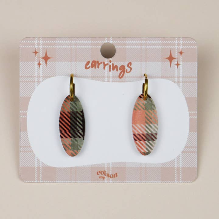 Pendientes Criollos Ovalados - Tartán Verde para venta al por mayor de ColsonDesign