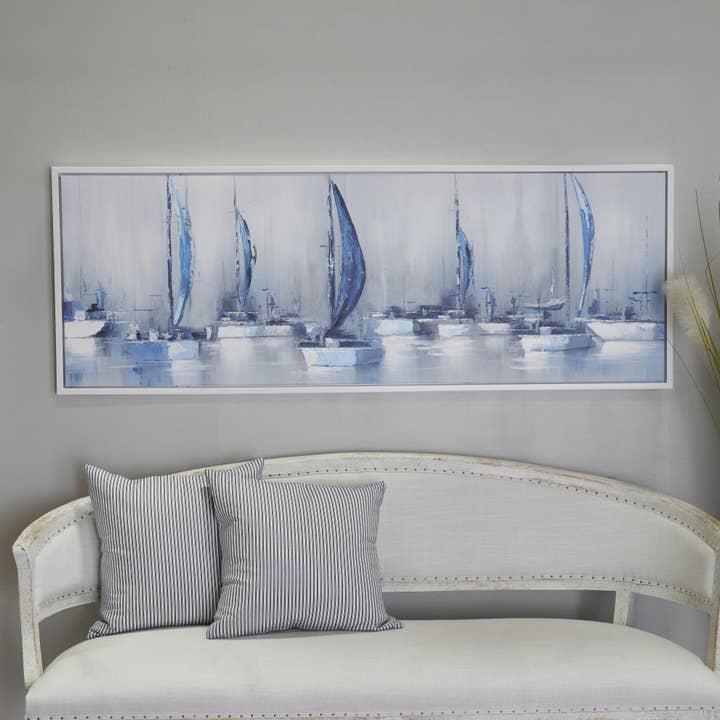 UMA Home Decor - Wholesale Canvas Art - Coastal Blue Canvas Framed Wall Art