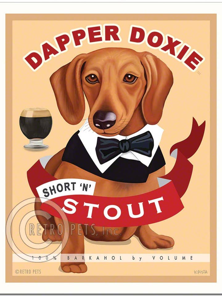 B-114 8x10 Kunstdruck, Dachshund „Dapper Doxie“ für den Großhandel von Retro Pets