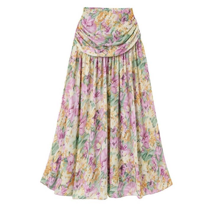 YELLOW PURPLE Floral Chain Detail One-Shoulder Bodysuit and Skirt Set for wholesale on Faire