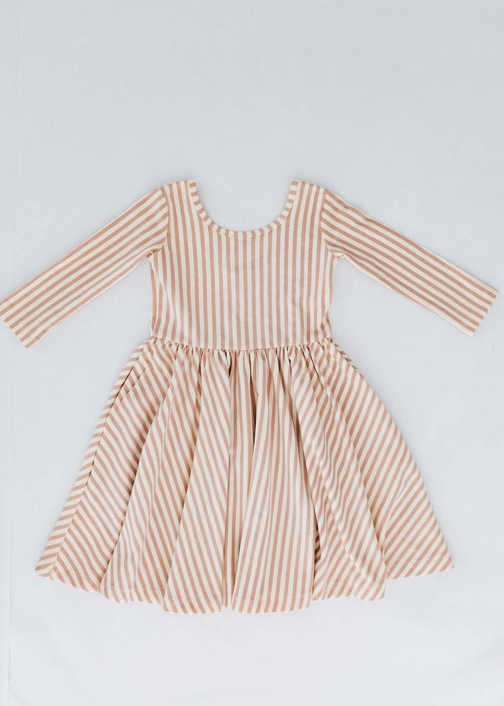 Good Apples Kids - Wholesale Dress - Kids - 3/4 Sleeve Twirl Dress in Vintage Pink Stripes9