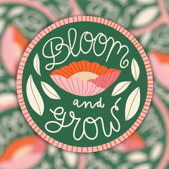Die cut vinylklistermärke - blomma och växa - positivt citat för wholesale av Muchable