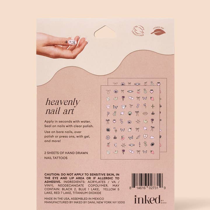 INKED by Dani - Wholesale Temporary Tattoo - Heavenly Nail Art Temporary Tattoo Pack