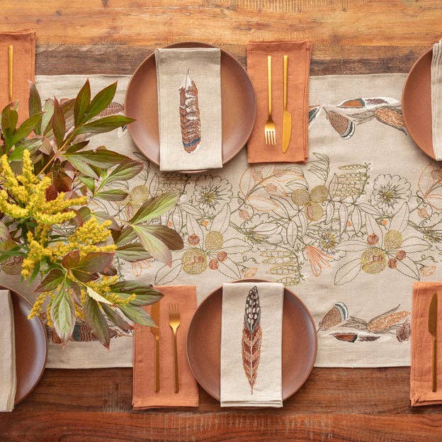 Coral & Tusk - Wholesale Dinner & Cloth Napkin - Blue Jay Feather Dinner Napkin