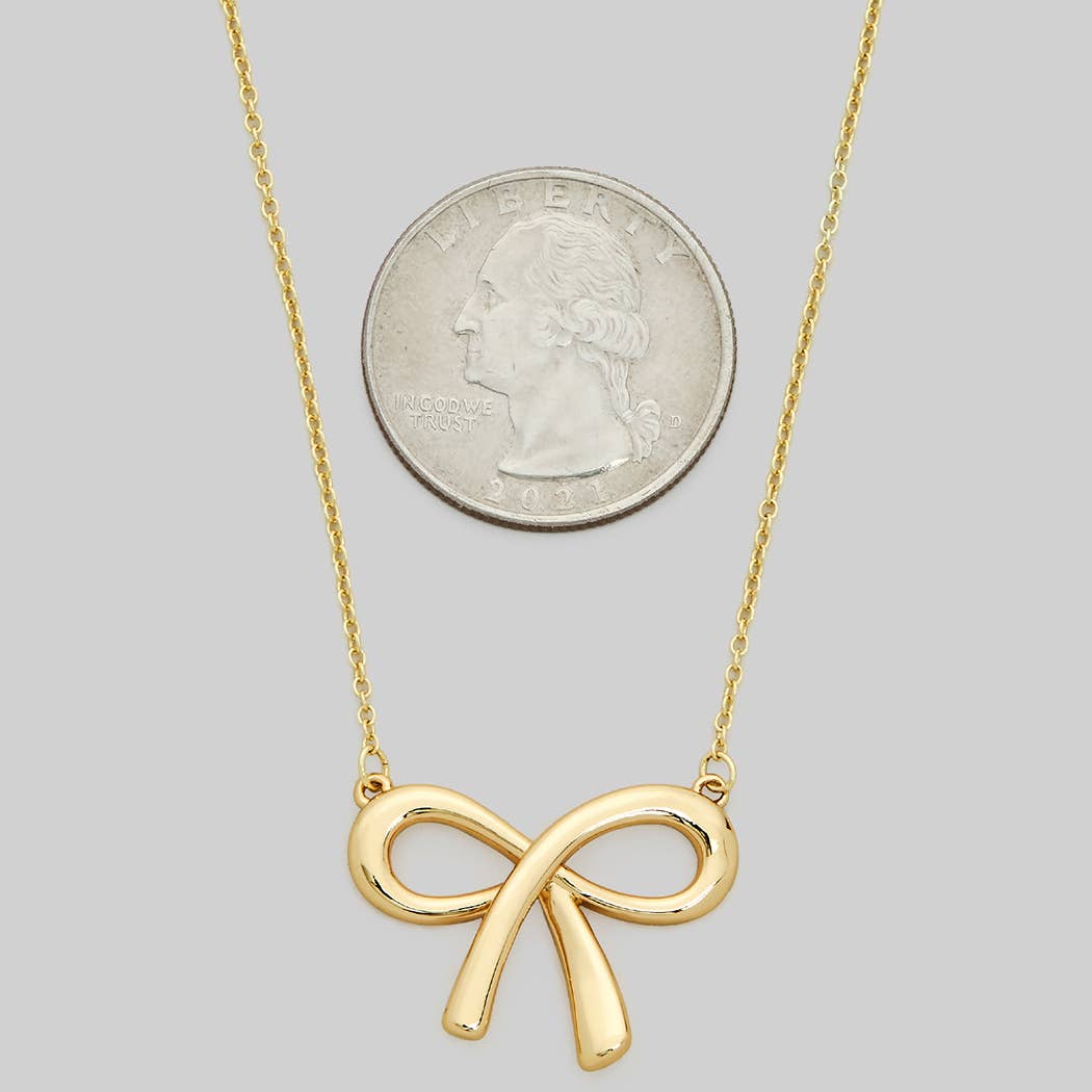Girly - Wholesale Pendant/Charm Necklace - BRASS BOW PENDANT NECKLACE1