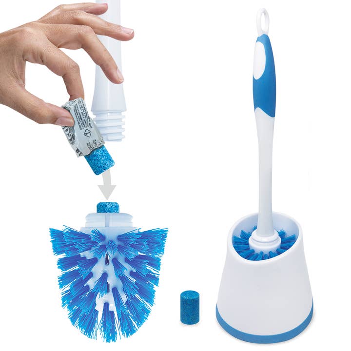 Kit de brosse de toilette avec nettoyant intégré et tête antimicrobienne pour la vente par LOLA