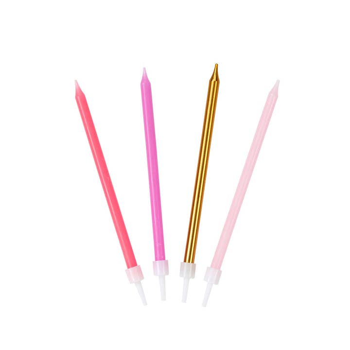 Talking Tables EU - Wholesale Cake Candle - Long Pink and Gold Birthday Candles | 16 Pack |