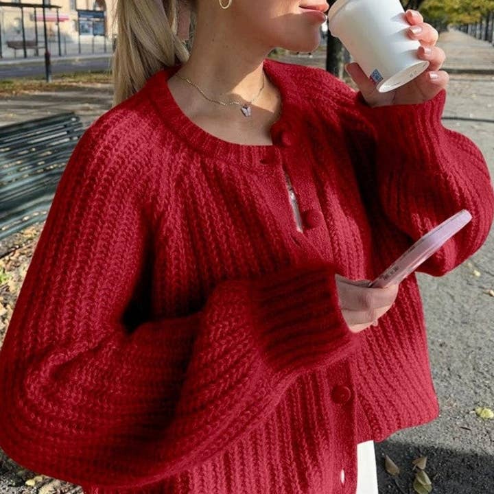 MoodGold - Wholesale Cardigan - Women's - Solid Color Women's Knit Cardigan Long Sleeve Sweater