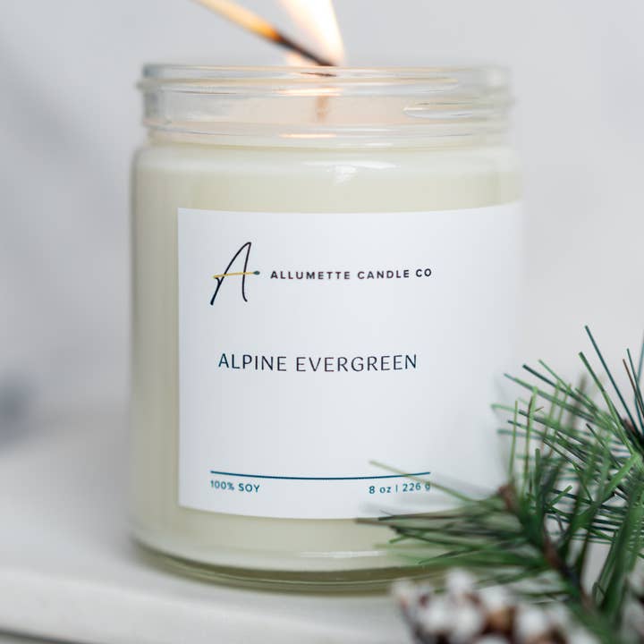 Alpine Evergreen Soy Candle for wholesale by Allumette Candle