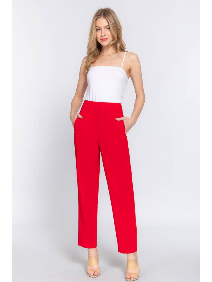 Active Basic | Active USA - Wholesale Pants - Women's - High Waist Pintuck Detail Long Pants4