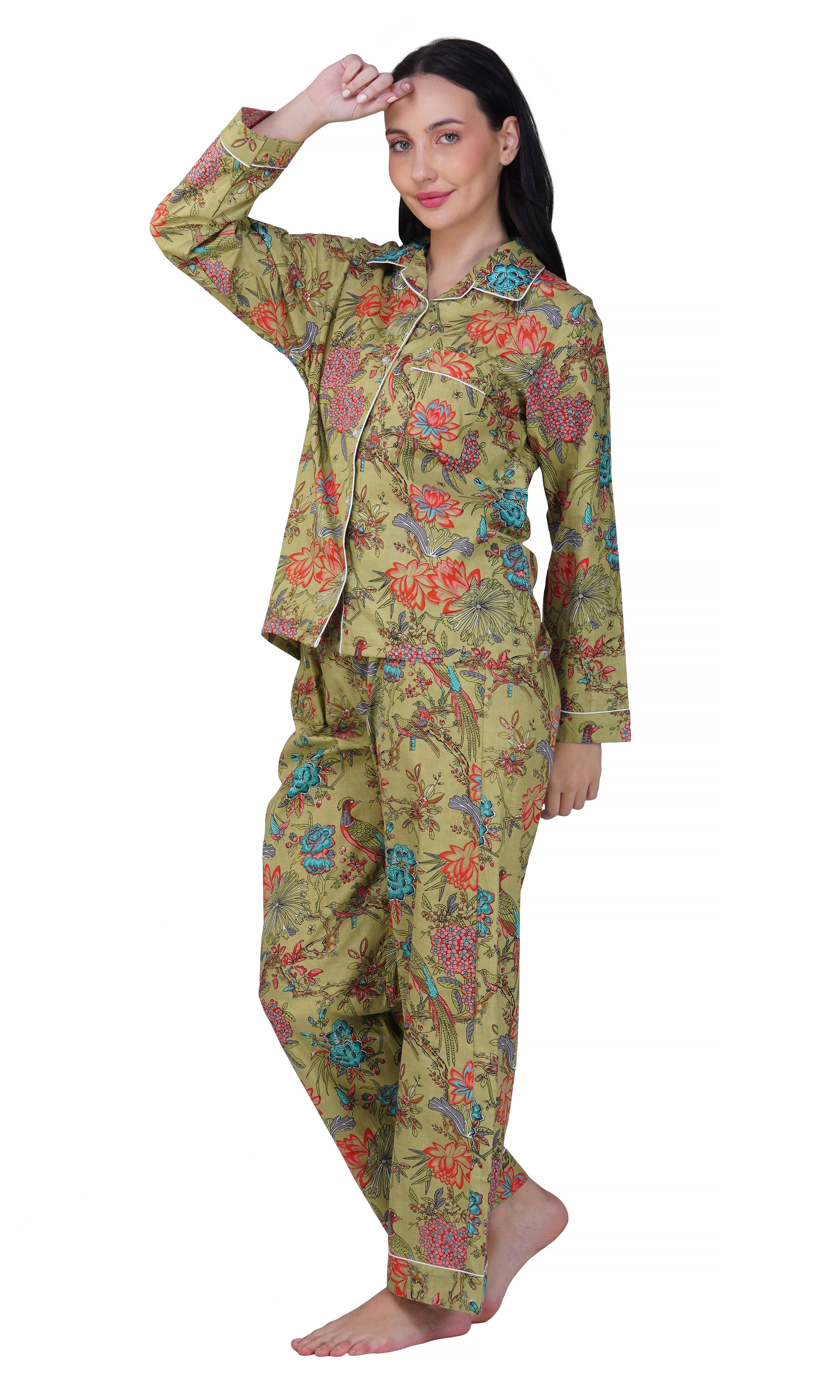 Purple Mohar – wholesale Sleepwear set – Women's – Jungle Majesty: 3-Piece Peacock Pajama Set2