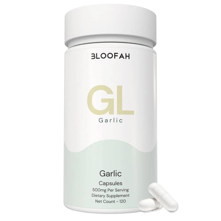 Bloofah GL – Capsules d'ail 500mg | Soutien du cœur et de l'immunité (120 capsules) pour la vente par Bloofah