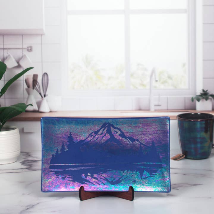 Travessa Gravada Lago da Montanha por atacado de Dee Janssen GlassWorks