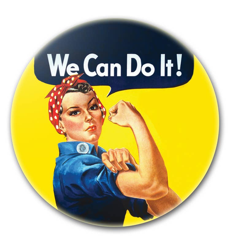 Great North American Button Emporium - Wholesale Lapel Pin/Button - We Can Do It - Rosie the Riveter Button
