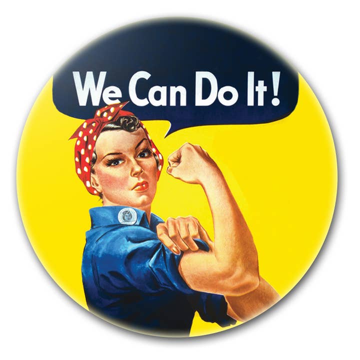 We Can Do It - Rosie the Riveter Button for wholesale by Great North American Button Emporium