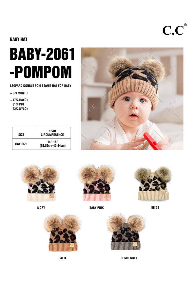 Hana – wholesale Beanie – Kids – C.C Baby Leopard Double Pom Beanie Hat6