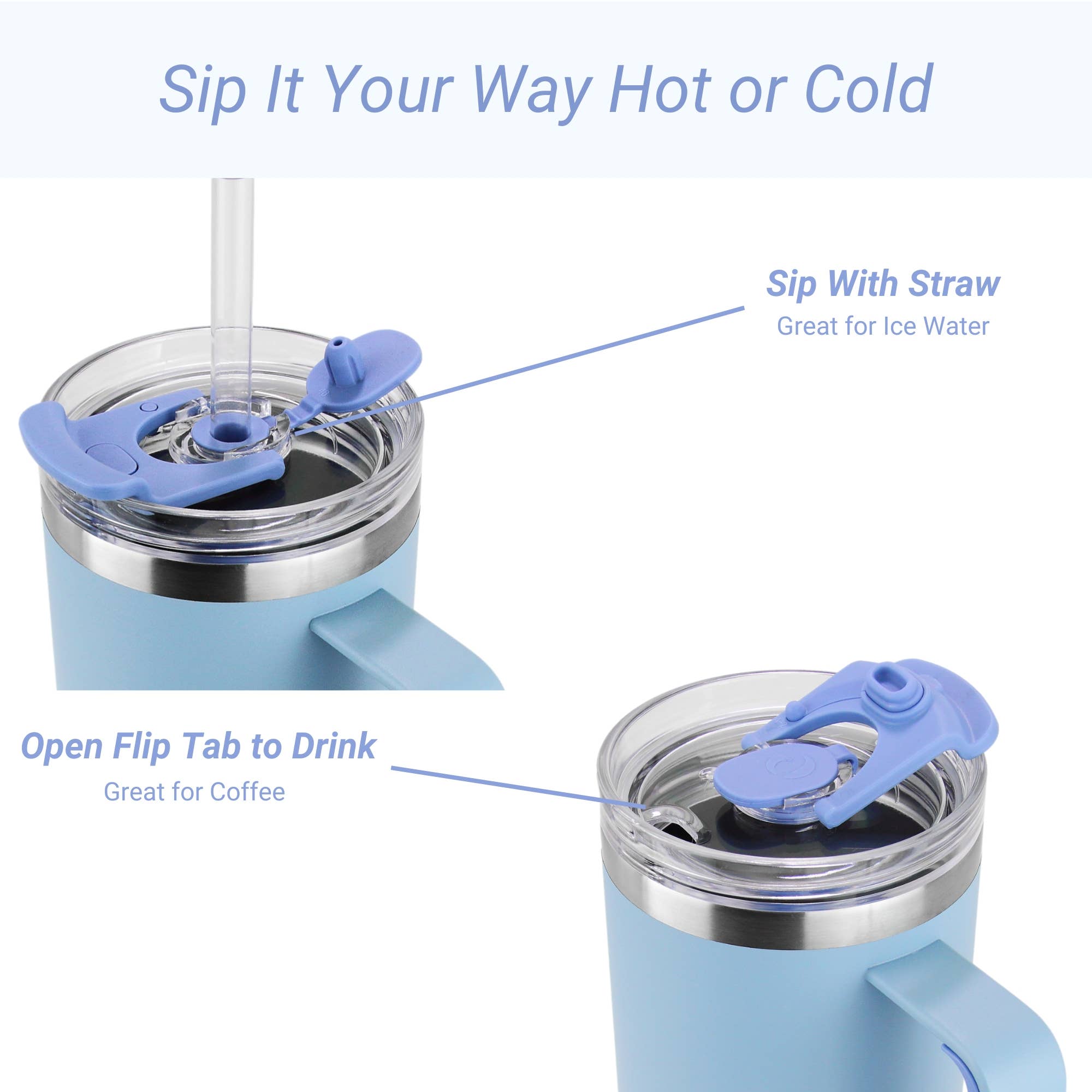 Drinco - Vendita all'ingrosso Bicchiere/tazza termica - Bicchiere termico Drinco BigSur da 40 oz e 30 oz con manico, cannuccia e coperchio flip27