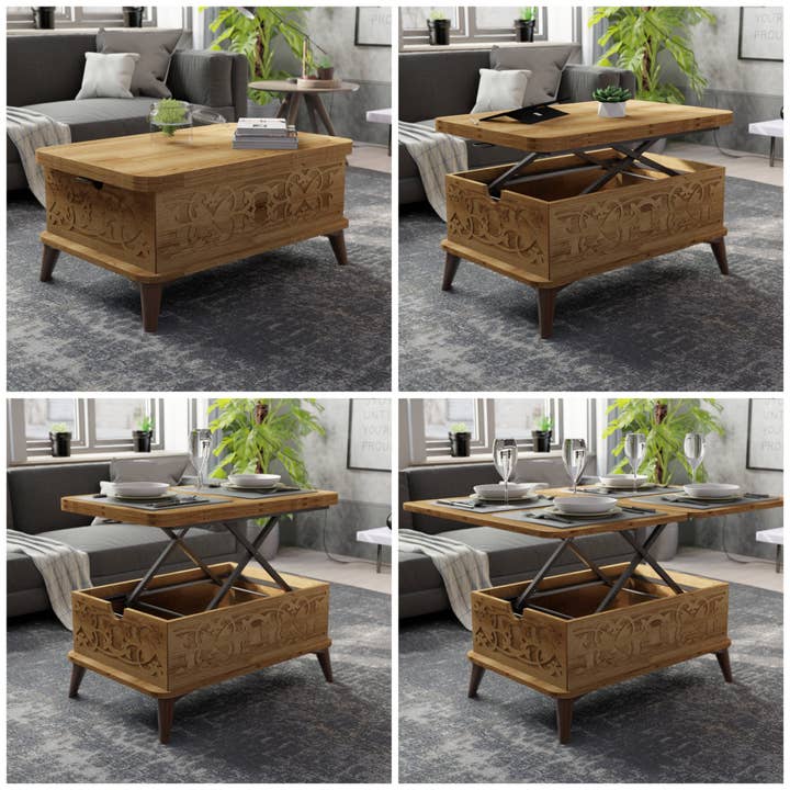 BERA DESIGN LTD – Engroshandel Sofabord – Magic Natural Udtrækkelig Kaffe/Spisebord Lift Top
