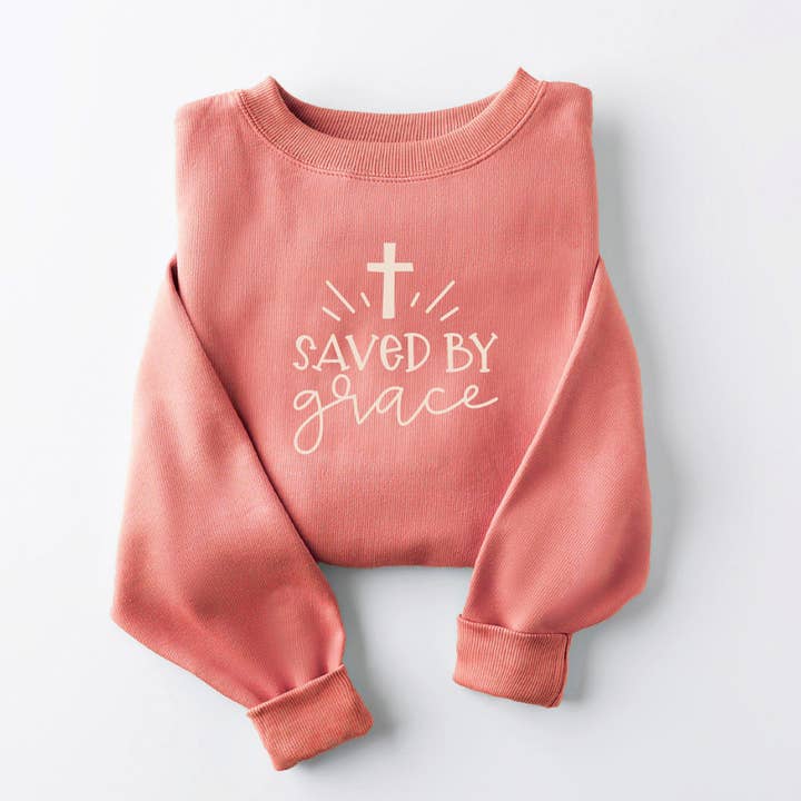 Embroidered Saved by Grace Sweatshirt for wholesale by Love in Faith