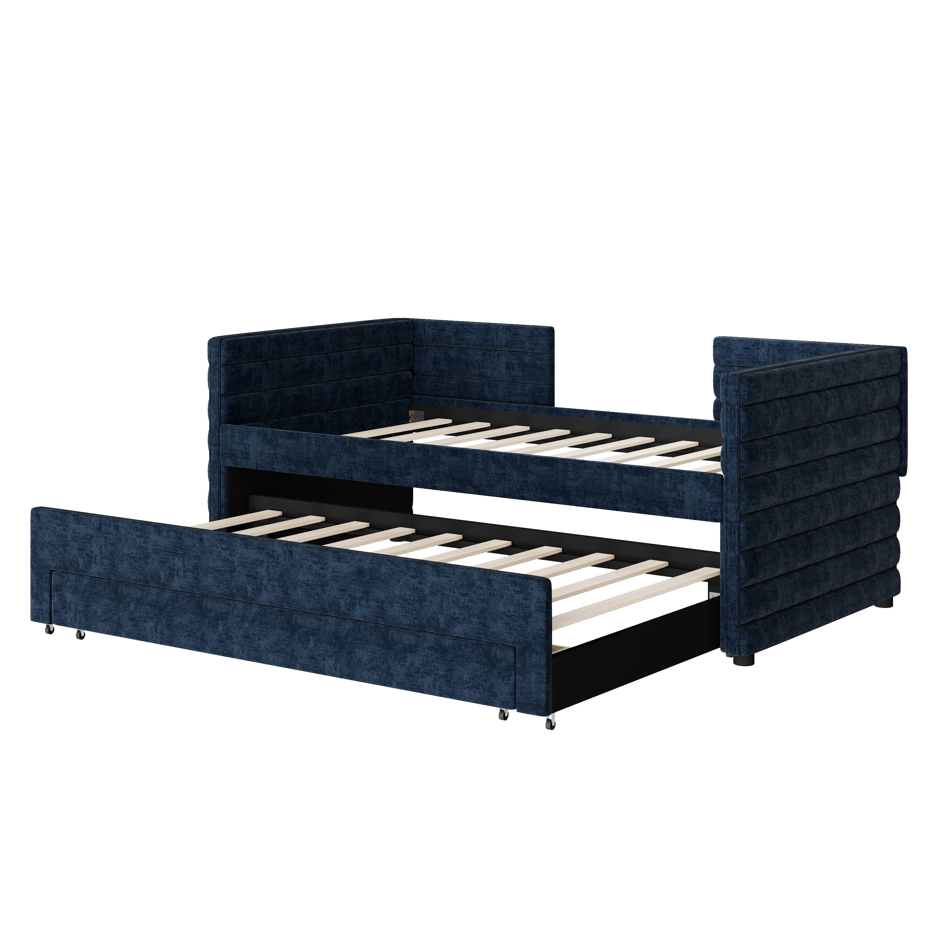 HOMYCASA DESIGN INC - Wholesale Bed - Twin Size Upholstered Daybed with Trundle &3 Storage Drawers6