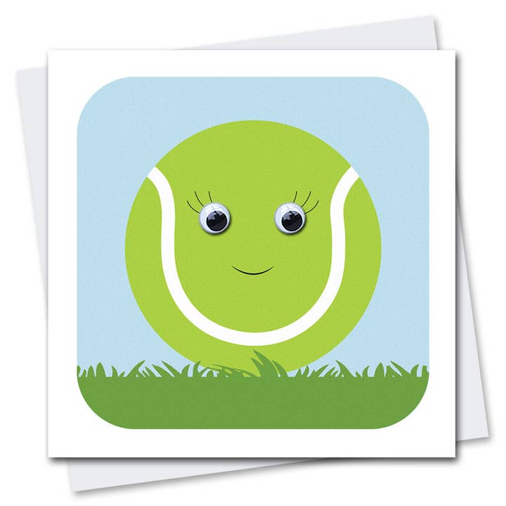 Stripey Cats Cards - Wholesale Everyday Greeting Card - Tessa Tennis Ball Googly Eyed Greetings Card