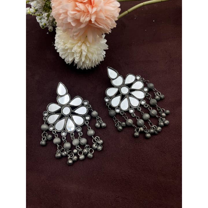 Brincos de Espelho de Vidro Oxidado - Joias de Casamento Kemp por atacado de Vastrabhushan