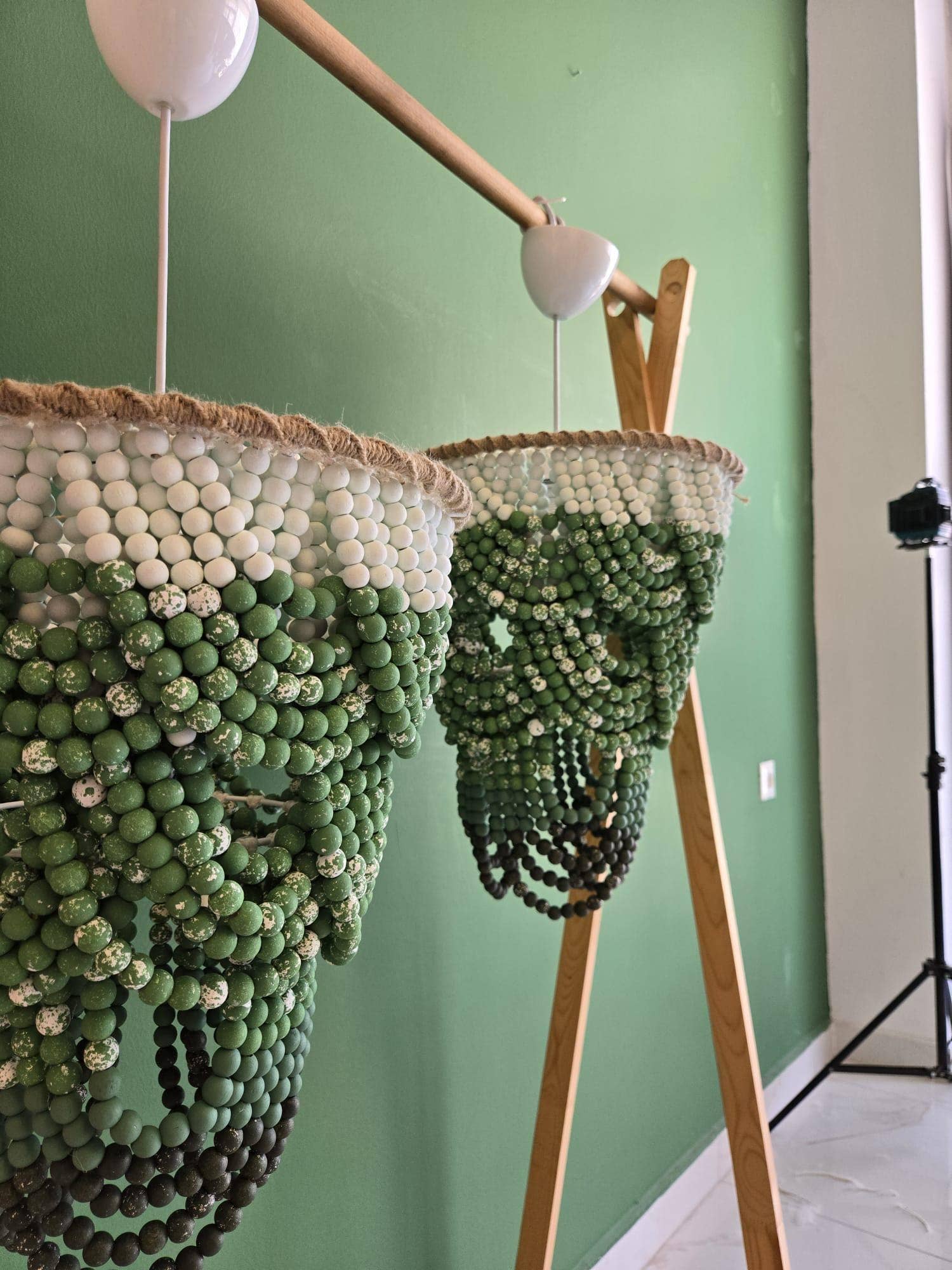 Joy's Arts - Wholesale Chandelier/Hanging Light - Green Ombre Beaded Chandelier: Handmade Boho Pendant Light6
