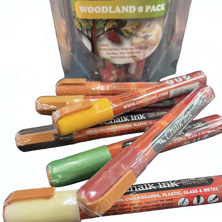 Pacote Woodland com 8 marcadores de lenços umedecidos com ponta de cinzel de 6mm por atacado de Chalk Ink Markers