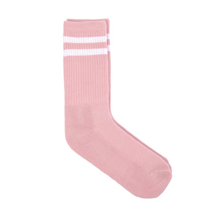 Athletische Socken - Doppelstreifen pink/weiß für den Großhandel von The Captain Socks