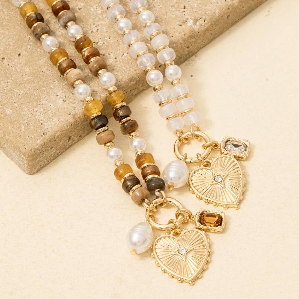 Anarchy Street - Wholesale Pendant/Charm Necklace - Pearl And Heart Pendants Acetate Beaded Necklace2