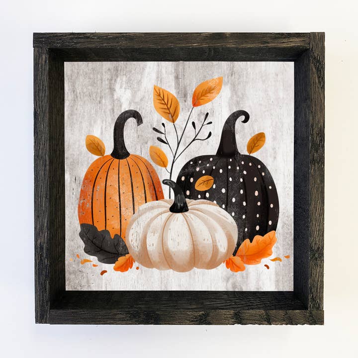 Folk Halloween Pumpkin Trio - Halloween Canvaskonst - Inramad för wholesale av Hangout Home