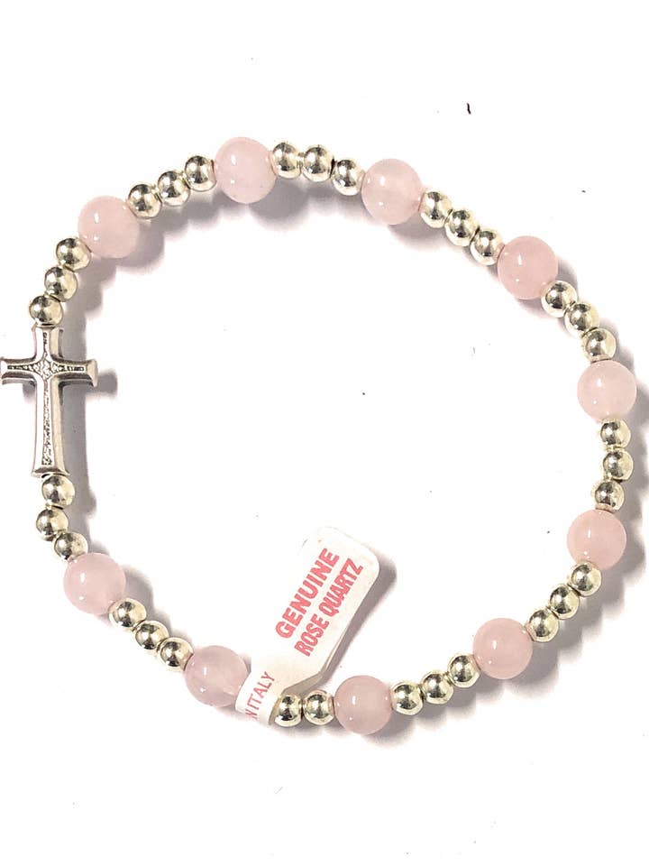 Real Rose Quartz Bracelet mm. 6 for wholesale by Costa Articoli Religiosi