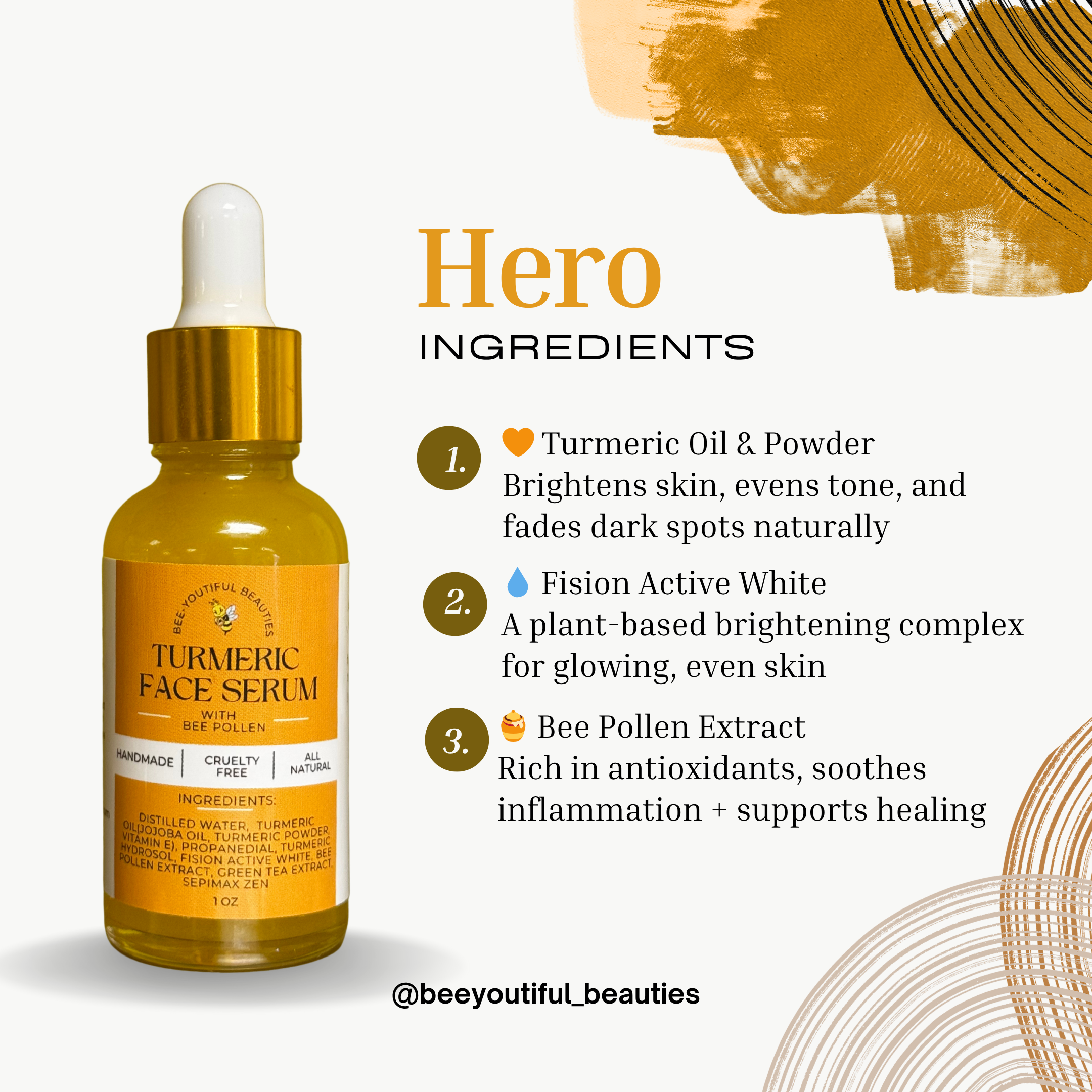 Bee-Youtiful Beauties - Wholesale Facial Serum/Concentrate - TURMERIC & BEE POLLEN FACIAL SERUM1