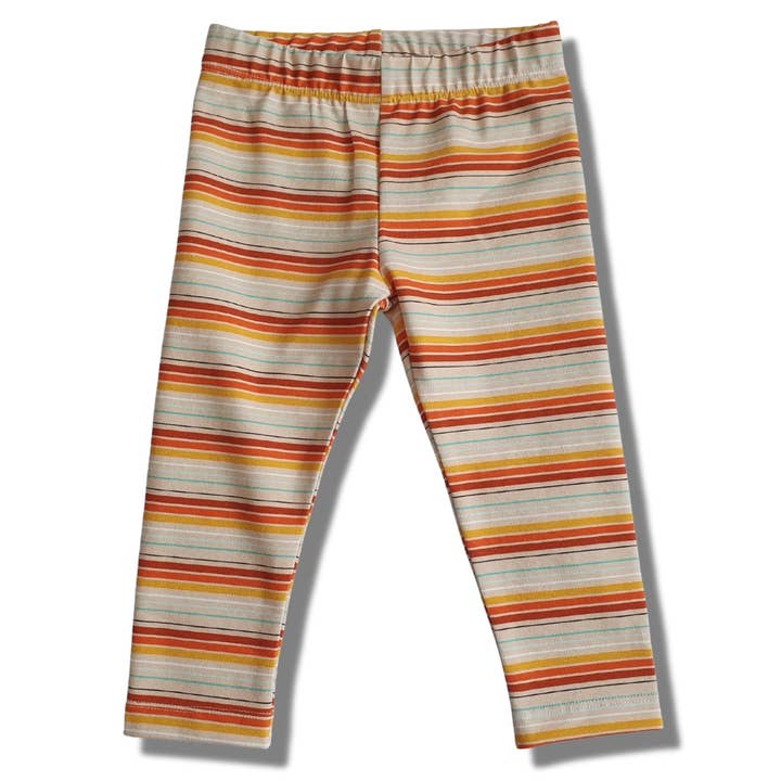 Leggings en jersey de coton biologique à rayures multicolores orange pour la vente par biau-biau Ireland
