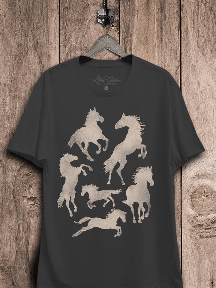 Horses Graphic Top for wholesale by Lotus Fashion Collection