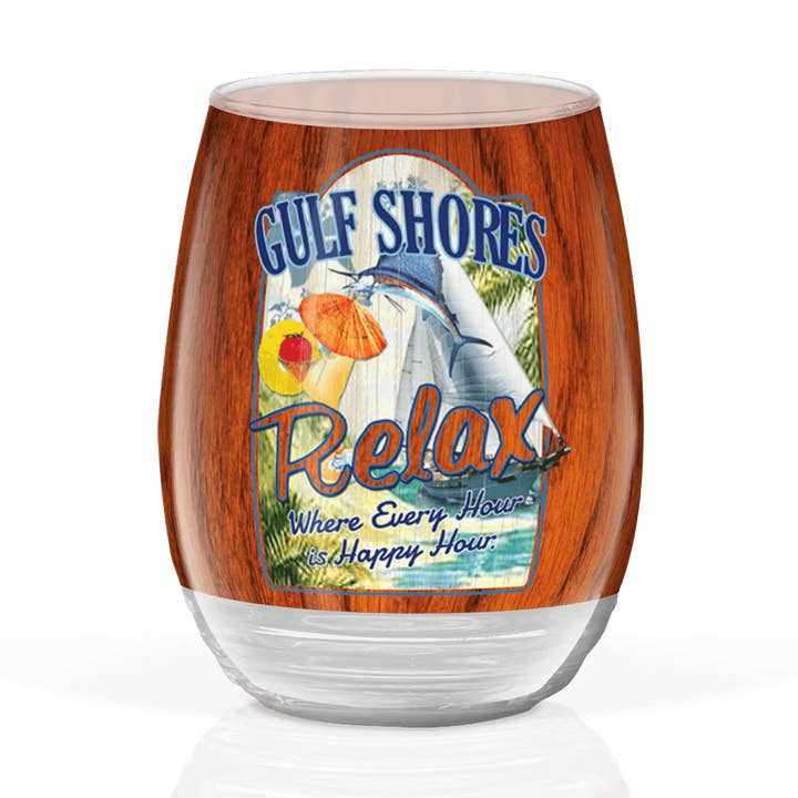 Verre à vin personnalisable en verre givré 17 oz : Relax on Mahoga pour la vente par Matrix