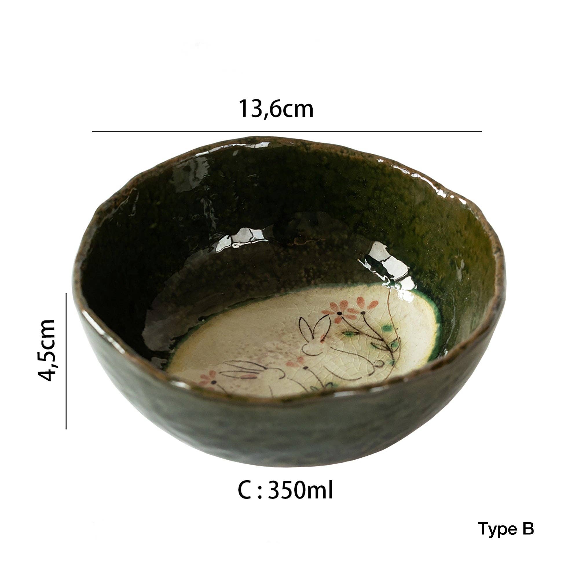 MinoCraft - Vente Bol - Bol Seto-yaki avec motif de lapin Oribe1