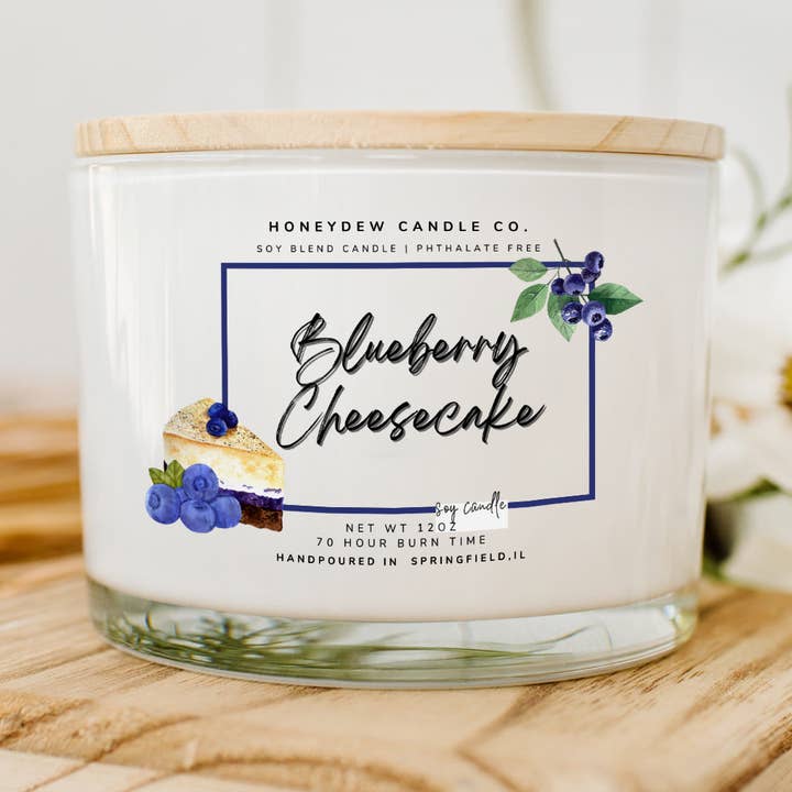 Blueberry Cheesecake 3 Wick Candle for wholesale by Honeydew Candle Co.